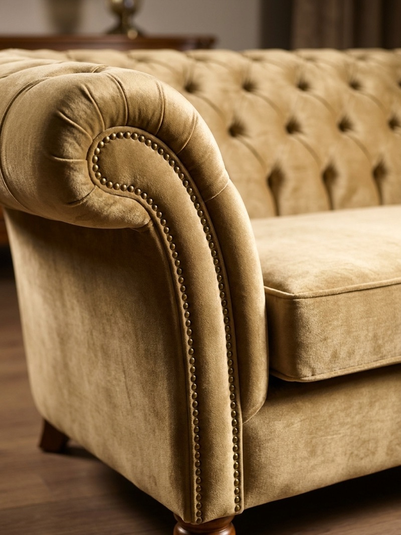 Adaçayı Louis XV puf koltuk detay